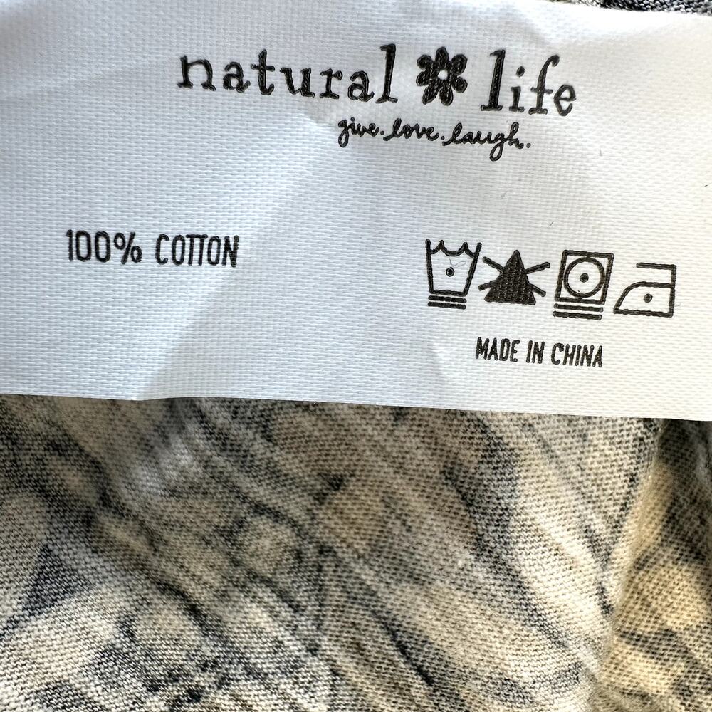 Natural Life Christa Maxi Dress 100% Cotton Button Knit Black Tan Daisies M NWT - Picture 5 of 6